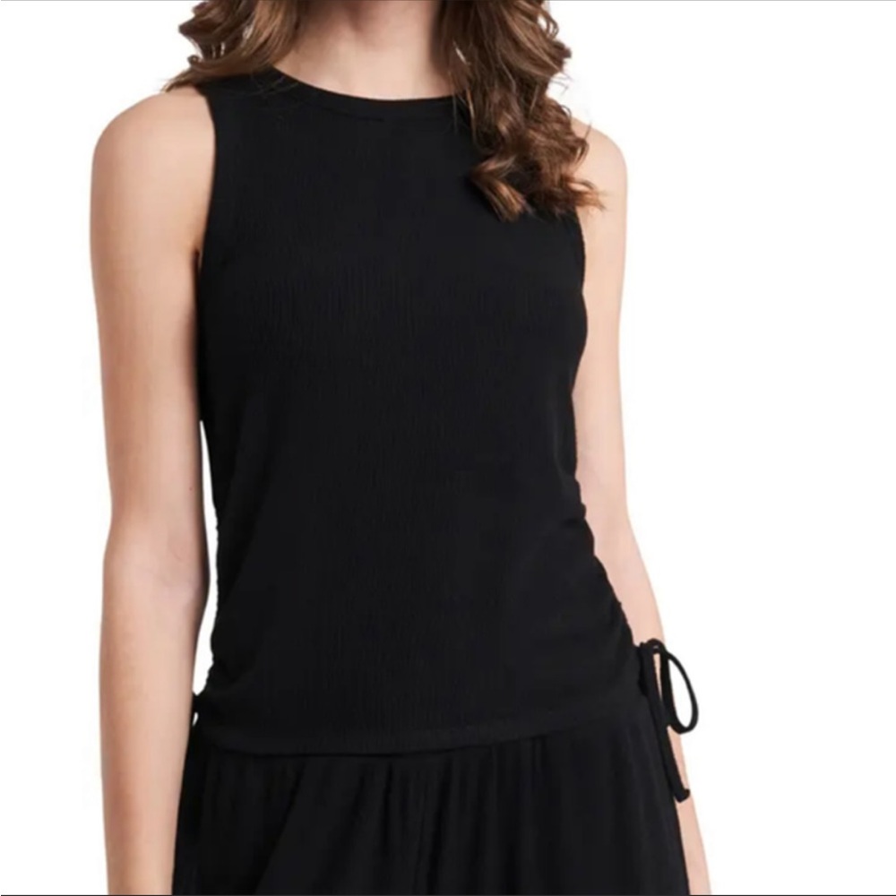 1.State Side Seam Ruched Black Sleeveless Tank Side Ties Women’s Size Large